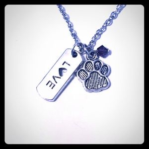 Silver tone Paw Love Bead necklace - gift idea for dog moms :)